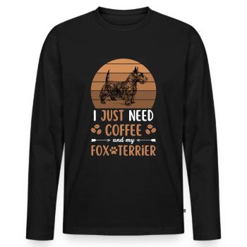 Fox Terrier Café Rétro Chien Café - T-shirt manches longues Premium bio Homme - noir - Devant - Nico (187cm)