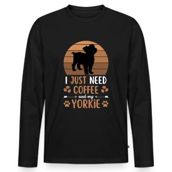Yorkshire Terrier Café Rétro Dog Cafe - T-shirt manches longues Premium bio Homme - noir - Devant - Nico (187cm)