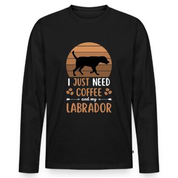 Labrador Coffee Retro Dog Cafe - T-shirt manches longues Premium bio Homme - noir - Devant - Nico (187cm)