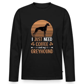 Greyhound Kaffee Retro Hund Cafe - Männer Premium Bio Langarmshirt - Schwarz - Vorne - Nico (187cm)