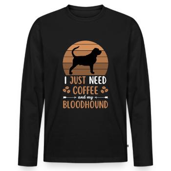 Bloodhound Coffee Retro Dog Cafe - T-shirt manches longues Premium bio Homme - noir - Devant - Nico (187cm)