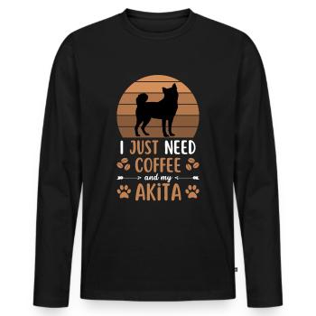 Akita Café Rétro - T-shirt manches longues Premium bio Homme - noir - Devant - Nico (187cm)