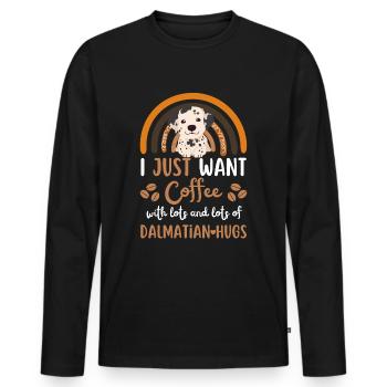 Mignon dalmatien café chien café kawaii - T-shirt manches longues Premium bio Homme - noir - Devant - Nico (187cm)