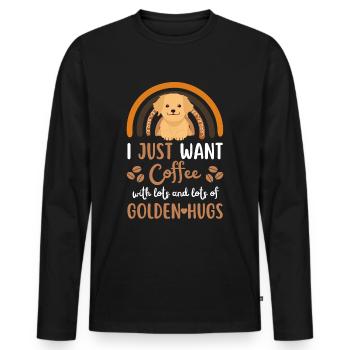 Sweet Golden Retriever Café Chien Café kawaii - T-shirt manches longues Premium bio Homme - noir - Devant - Nico (187cm)