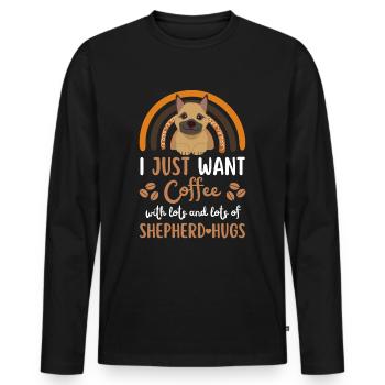 Sweet German Shepherd Coffee Cafe kawaii - Men's Premium Organic Long Sleeve Shirt - black - Front - Nico (187cm)