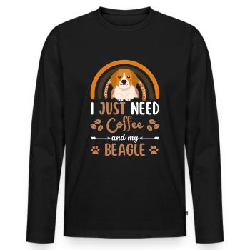 Cute beagle coffee dog cafe kawaii - Men's Premium Organic Long Sleeve Shirt - black - Front - Nico (187cm)