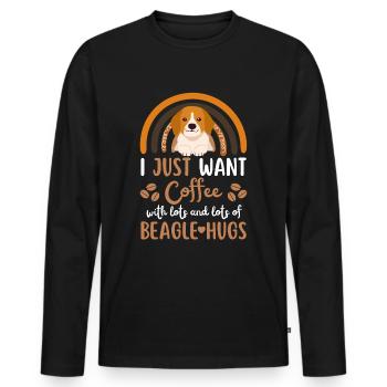 Cute beagle coffee dog cafe kawaii - Men's Premium Organic Long Sleeve Shirt - black - Front - Nico (187cm)