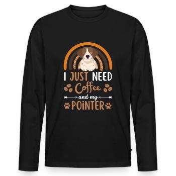Cute english pointer coffee dog cafe kawaii - Men's Premium Organic Long Sleeve Shirt - black - Front - Nico (187cm)