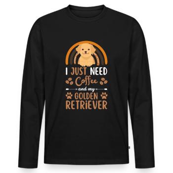 Sweet Golden Retriever Café Chien Café kawaii - T-shirt manches longues Premium bio Homme - noir - Devant - Nico (187cm)