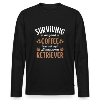 Retriever Coffee Dog Café - T-shirt manches longues Premium bio Homme - noir - Devant - Nico (187cm)