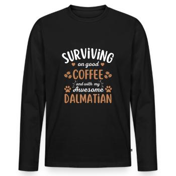 Café dalmate Café Pour chiens - T-shirt manches longues Premium bio Homme - noir - Devant - Nico (187cm)