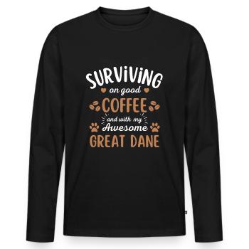 Great Dane Coffee Dog Cafe - T-shirt manches longues Premium bio Homme - noir - Devant - Nico (187cm)