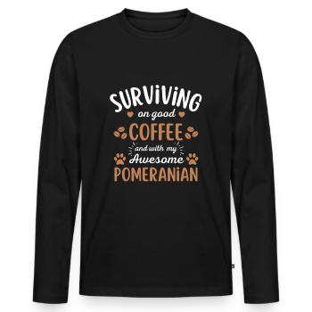 Zwergspitz Café Pour chiens - T-shirt manches longues Premium bio Homme - noir - Devant - Nico (187cm)