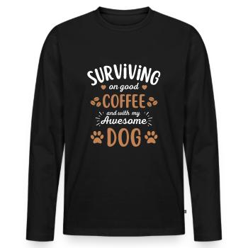 Chien & Café Chien Café - T-shirt manches longues Premium bio Homme - noir - Devant - Nico (187cm)