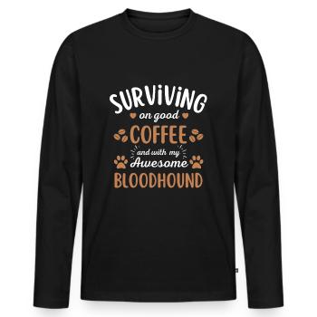 Bloodhound Coffee Dog Cafe - T-shirt manches longues Premium bio Homme - noir - Devant - Nico (187cm)