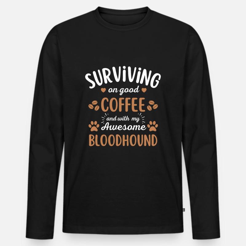 Bloodhound Kaffee Hund Cafe - Männer Premium Bio Langarmshirt - Schwarz