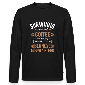 Bernese Mountain Dog Coffee Dog Cafe - T-shirt manches longues Premium bio Homme - noir - Devant - Nico (187cm)