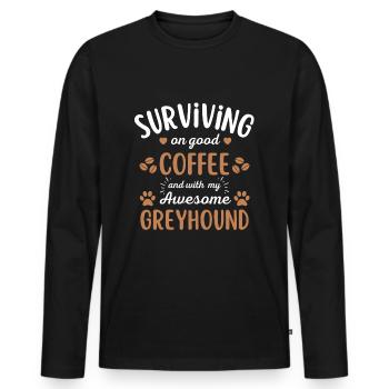 Greyhound Café Chien Café - T-shirt manches longues Premium bio Homme - noir - Devant - Nico (187cm)