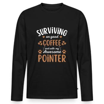 Deutsch Pointer Coffee Dog Cafe - Men's Premium Organic Long Sleeve Shirt - black - Front - Nico (187cm)