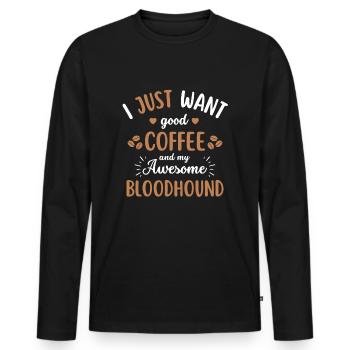 Bloodhound Coffee Dog Cafe - T-shirt manches longues Premium bio Homme - noir - Devant - Nico (187cm)