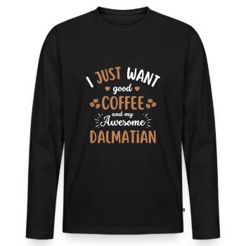 Café dalmate Café Pour chiens - T-shirt manches longues Premium bio Homme - noir - Devant - Nico (187cm)