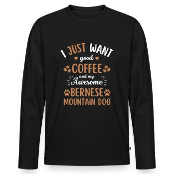 Bernese Mountain Dog Coffee Dog Cafe - T-shirt manches longues Premium bio Homme - noir - Devant - Nico (187cm)