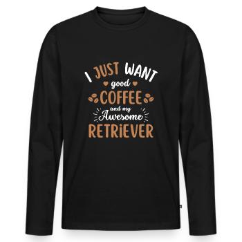 Retriever Coffee Dog Café - T-shirt manches longues Premium bio Homme - noir - Devant - Nico (187cm)