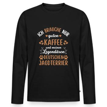 Deutscher Jagdterrier Kaffee Hund Cafe - Männer Premium Bio Langarmshirt - Schwarz - Vorne - Nico (187cm)