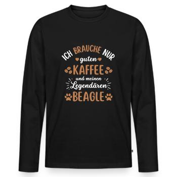 Beagle Kaffee Hund Cafe - Männer Premium Bio Langarmshirt - Schwarz - Vorne - Nico (187cm)