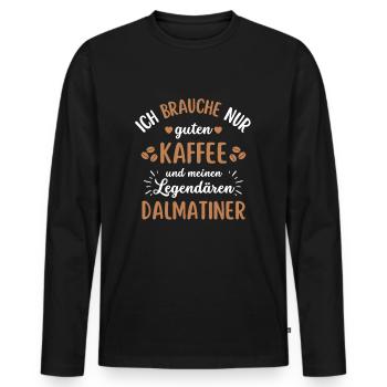 Dalmatiner Kaffee Hund Cafe - Männer Premium Bio Langarmshirt - Schwarz - Vorne - Nico (187cm)