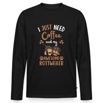Sweet Rottweiler Café Chien Café kawaii - T-shirt manches longues Premium bio Homme - noir - Devant - Nico (187cm)