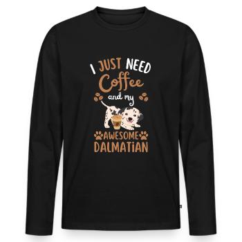 Sweet Dalmatian Coffee Dog Cafe kawaii - Men's Premium Organic Long Sleeve Shirt - black - Front - Nico (187cm)