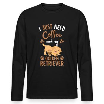 Sweet Golden Retriever Café Chien Café kawaii - T-shirt manches longues Premium bio Homme - noir - Devant - Nico (187cm)