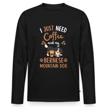 Doux bouvier bernois Café Chien Café kawaii - T-shirt manches longues Premium bio Homme - noir - Devant - Nico (187cm)