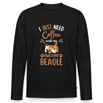 Sweet Beagle Coffee Dog Cafe kawaii - Men's Premium Organic Long Sleeve Shirt - black - Front - Nico (187cm)