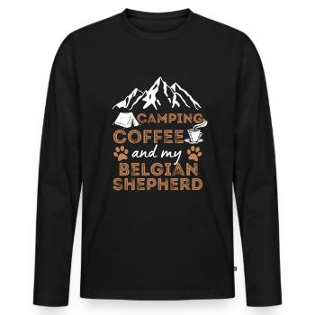 Belgian Shepherd Coffee Camping Dog Cafe - Men's Premium Organic Long Sleeve Shirt - black - Front - Nico (187cm)