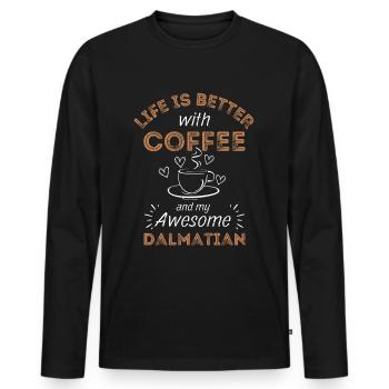 Café dalmate Café Pour chiens - T-shirt manches longues Premium bio Homme - noir - Devant - Nico (187cm)