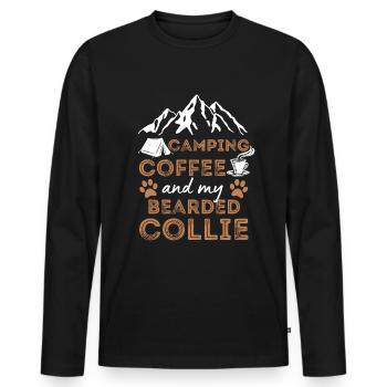 Bearded Collie Coffee Camping Dog Cafe - Men's Premium Organic Long Sleeve Shirt - black - Front - Nico (187cm)