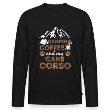 Cane Corso Café Camping Dog Cafe - T-shirt manches longues Premium bio Homme - noir - Devant - Nico (187cm)