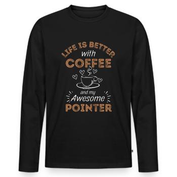 Deutsch Pointer Coffee Dog Cafe - Men's Premium Organic Long Sleeve Shirt - black - Front - Nico (187cm)