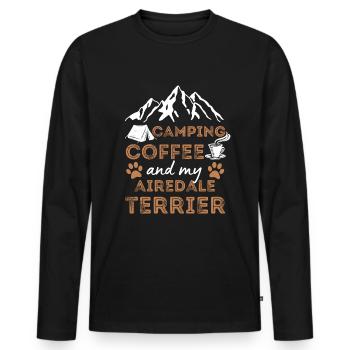Airedale Terrier Coffee Camping Dog Cafe - Men's Premium Organic Long Sleeve Shirt - black - Front - Nico (187cm)