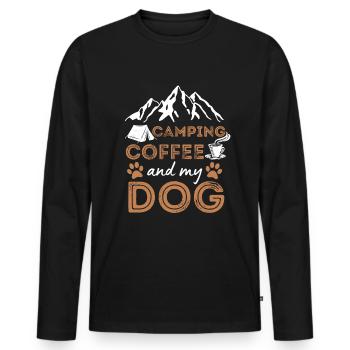 Chien & Café Camping Dog Cafe - T-shirt manches longues Premium bio Homme - noir - Devant - Nico (187cm)