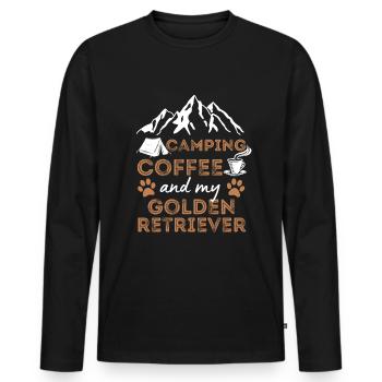 Golden Retriever Coffee Camping Dog Cafe - Men's Premium Organic Long Sleeve Shirt - black - Front - Nico (187cm)