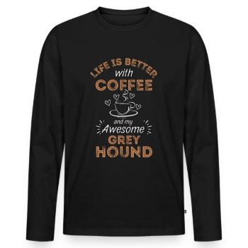 Greyhound Café Chien Café - T-shirt manches longues Premium bio Homme - noir - Devant - Nico (187cm)