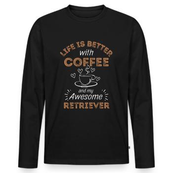 Retriever Coffee Dog Café - T-shirt manches longues Premium bio Homme - noir - Devant - Nico (187cm)