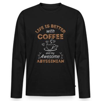 Café Abyssinian Cat Coffee - T-shirt manches longues Premium bio Homme - noir - Devant - Nico (187cm)