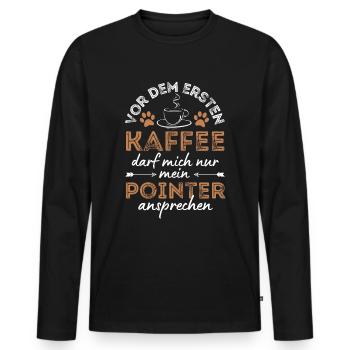 Deutsch Pointer Coffee Dog Cafe - Men's Premium Organic Long Sleeve Shirt - black - Front - Nico (187cm)