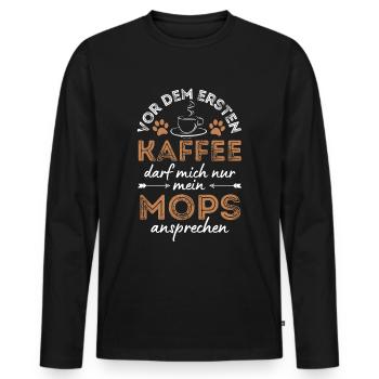 Pug Coffee Dog Cafe - T-shirt manches longues Premium bio Homme - noir - Devant - Nico (187cm)