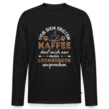 Leonberger Coffee Dog Cafe - Men's Premium Organic Long Sleeve Shirt - black - Front - Nico (187cm)