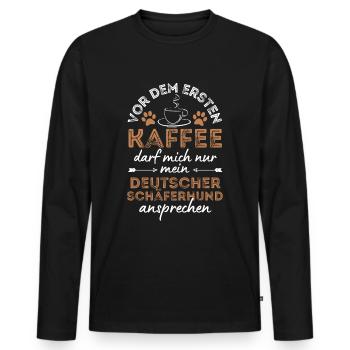 German Shepherd Coffee Dog Cafe - Men's Premium Organic Long Sleeve Shirt - black - Front - Nico (187cm)